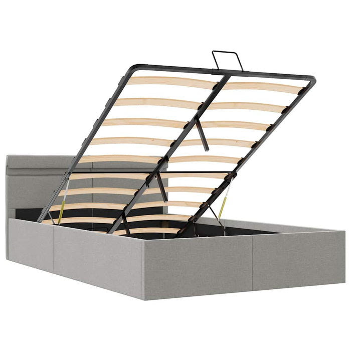 Giroletto con Contenitore e LED-Struttura Letto Grigio Chiaro Tessuto 140x200cm