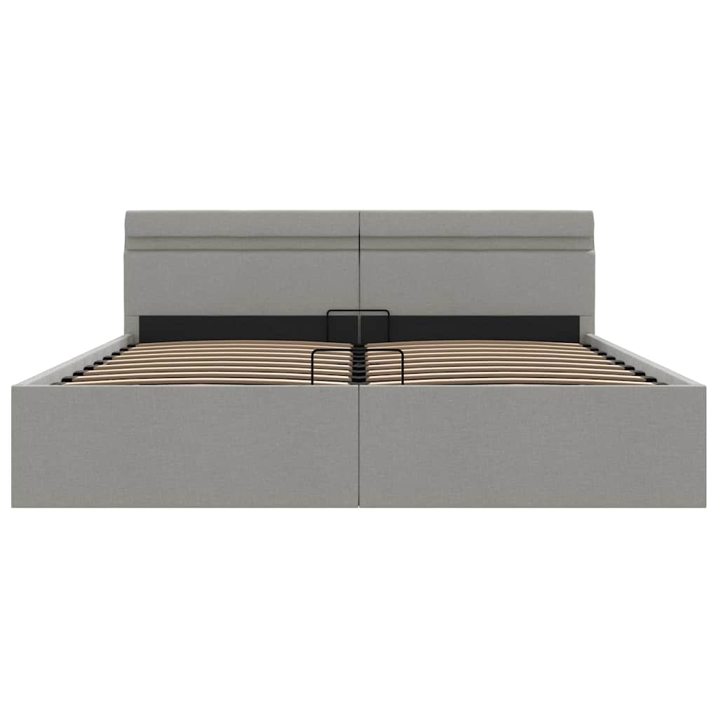 Giroletto con Contenitore e LED Grigio Chiaro Tessuto 160x200cm 285610