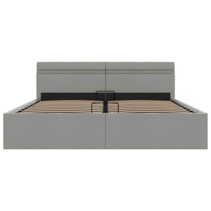 Giroletto con Contenitore e LED Grigio Chiaro Tessuto 160x200cm 285610