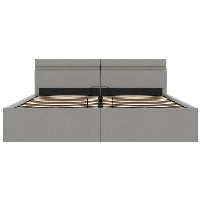 Giroletto con Contenitore e LED Grigio Chiaro Tessuto 160x200cm 285610