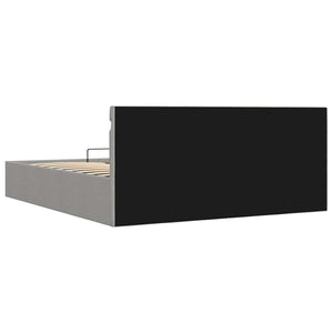 Giroletto con Contenitore e LED Grigio Chiaro Tessuto 160x200cm 285610