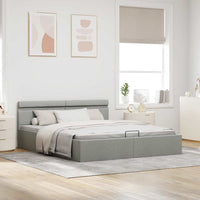 Giroletto con Contenitore e LED Grigio Chiaro Tessuto 180x200cm 285611