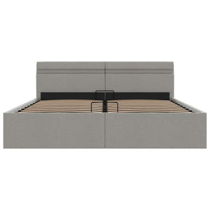 Giroletto con Contenitore e LED Grigio Chiaro Tessuto 180x200cm 285611