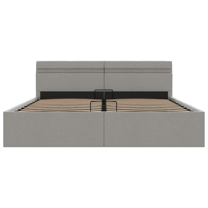 Giroletto con Contenitore e LED Grigio Chiaro Tessuto 180x200cm 285611