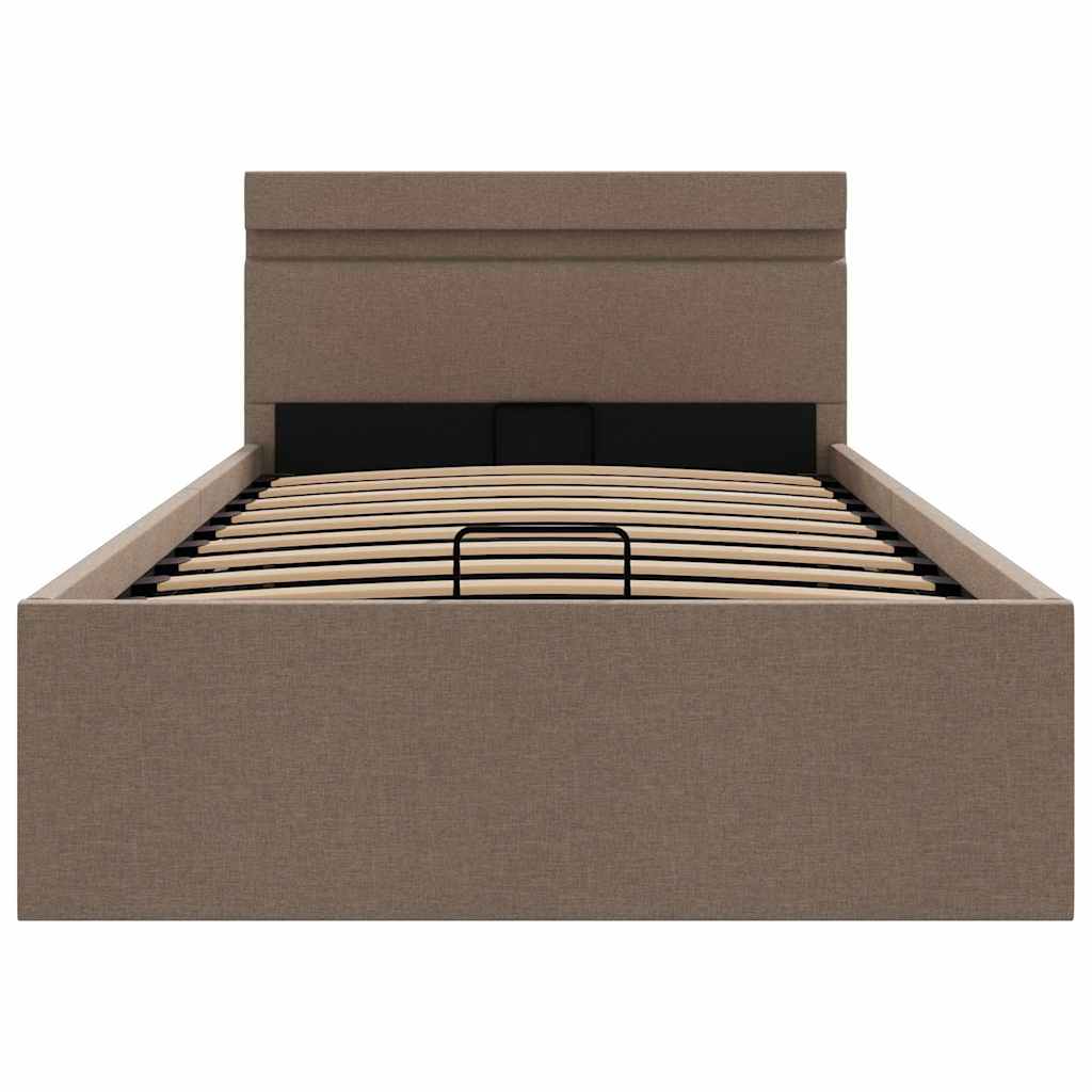 Letto Idraulico Contenitore LED Grigio Talpa Tessuto 100x200cm