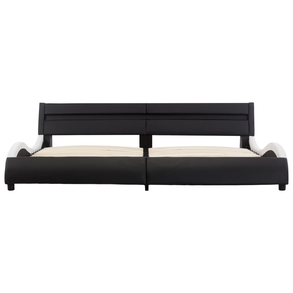 Giroletto con LED Nero e Bianco in Similpelle 180x200 cm 285689