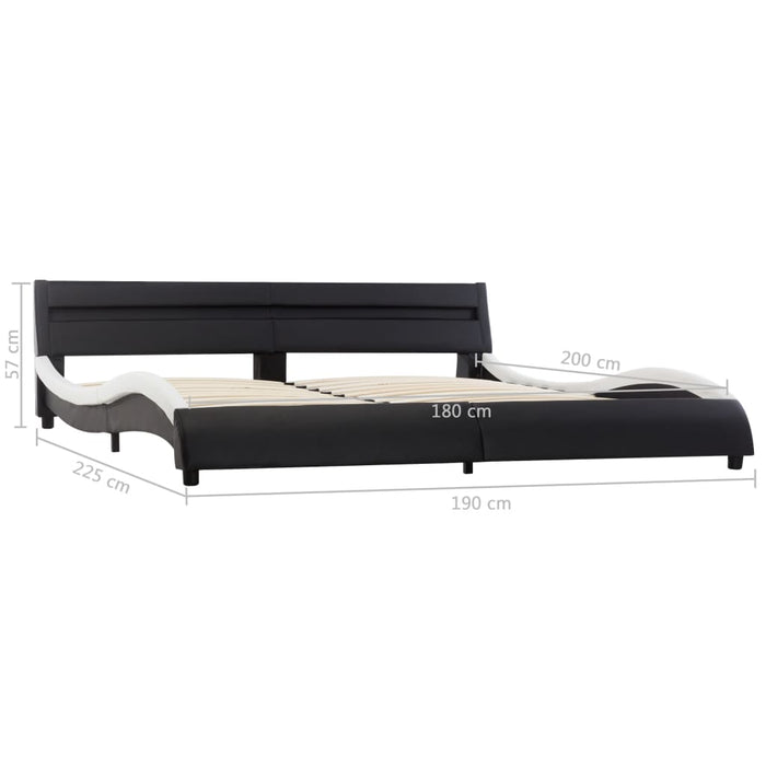 Giroletto con LED Nero e Bianco in Similpelle 180x200 cm 285689