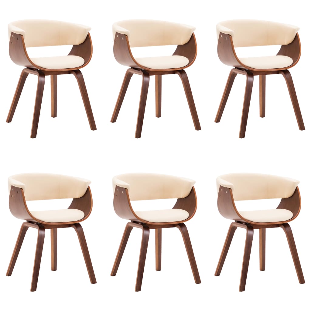 Sedie da Pranzo 6 pz Crema in Legno Piegato e Similpelle 278726