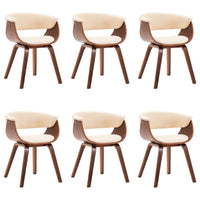 Sedie da Pranzo 6 pz Crema in Legno Piegato e Similpelle 278726