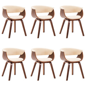 Sedie da Pranzo 6 pz Crema in Legno Piegato e Similpelle cod mxl 25334