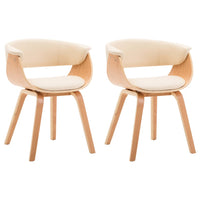 Sedie da Pranzo 2 pz in Legno Curvato e Similpelle Crema 278730