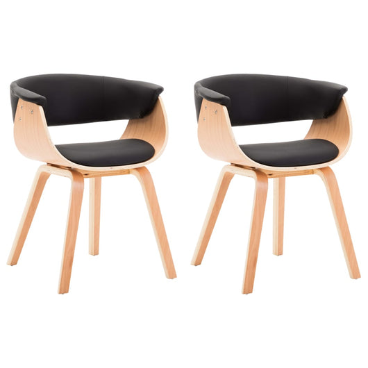 Sedie da Pranzo 2 pz Nere in Legno Piegato e Similpelle cod mxl 19029