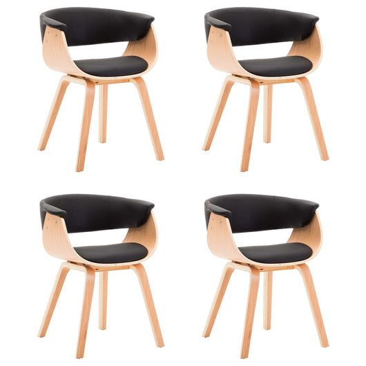 Sedie da Pranzo 4 pz Nere in Legno Piegato e Similpelle cod mxl 19034