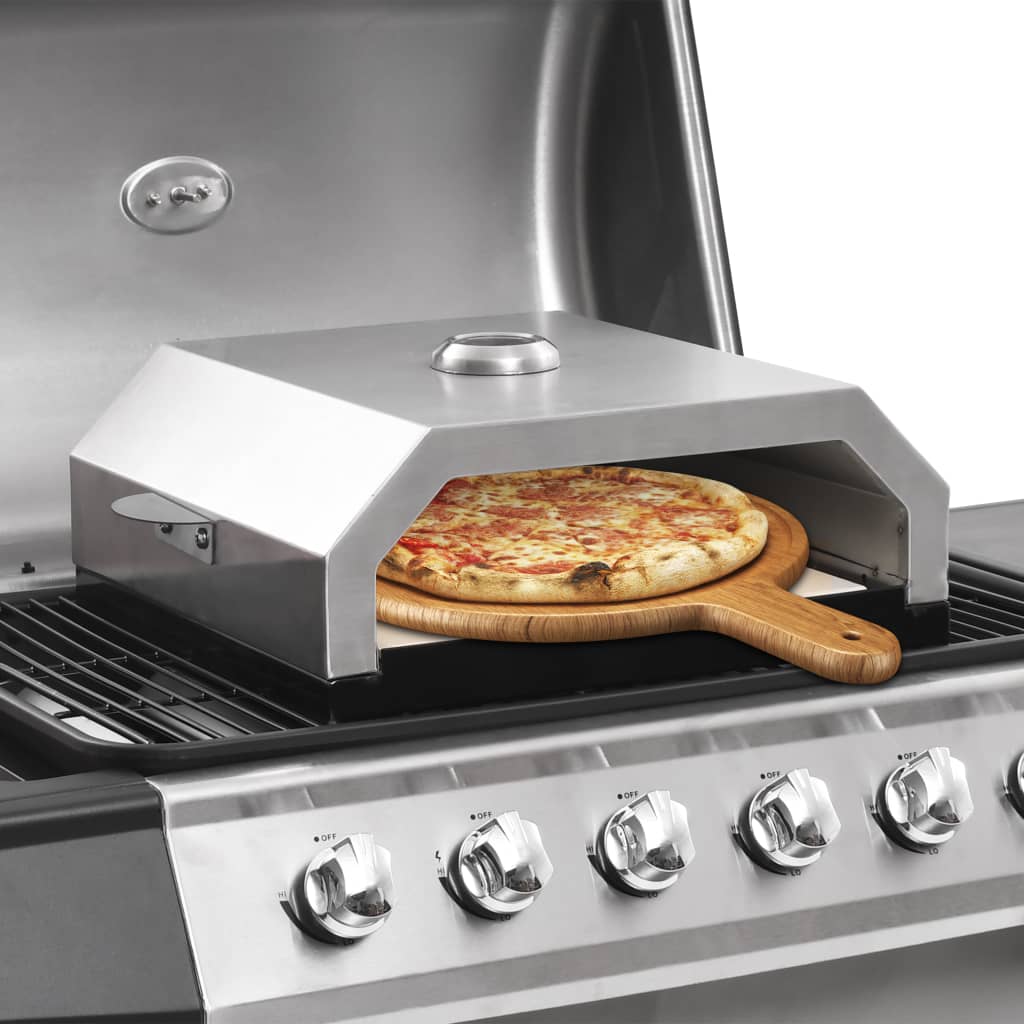 Forno Pizza con Piastra Ceramica per Barbecue a Gas e Carbone 47395
