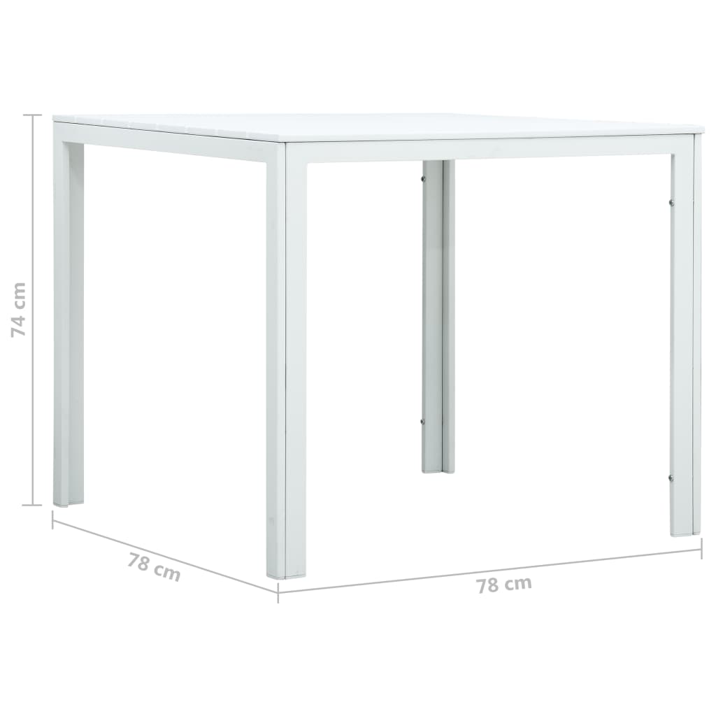 Tavolino da Salotto Bianco 78x78x74 cm HDPE Aspetto Legno 47881