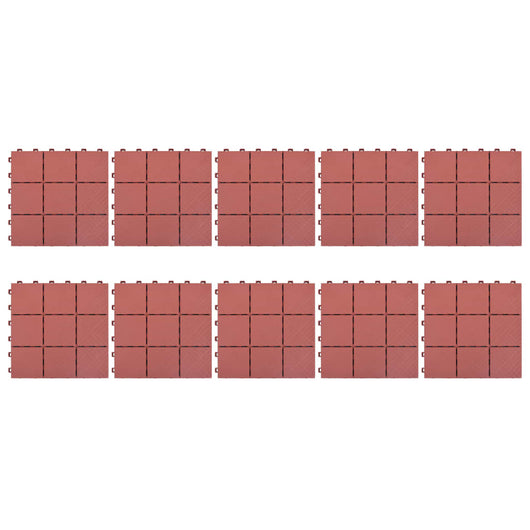 Piastrelle per Decking 10 pz Rosse 30,5x30,5 cm in Plastica
