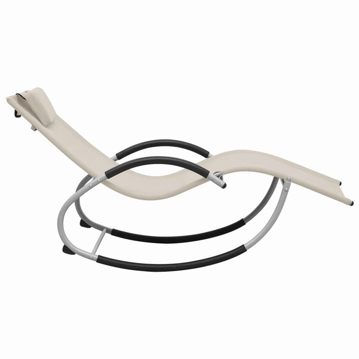 Lettino Prendisole con Cuscino Crema in Textilene 47789