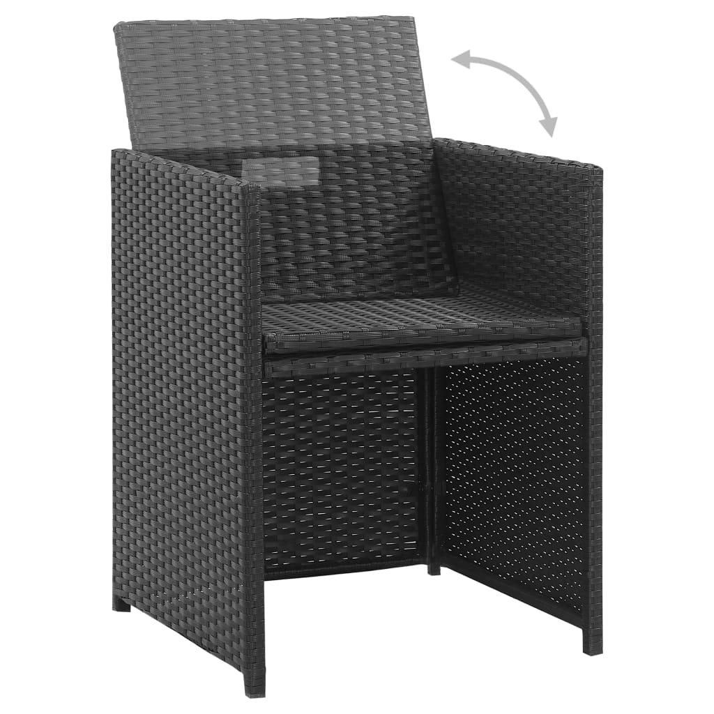 Set da Pranzo da Giardino 9 pz con Cuscini in Polyrattan Nero 46373