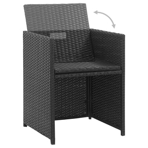Set da Pranzo da Giardino 9 pz con Cuscini in Polyrattan Nero 46373