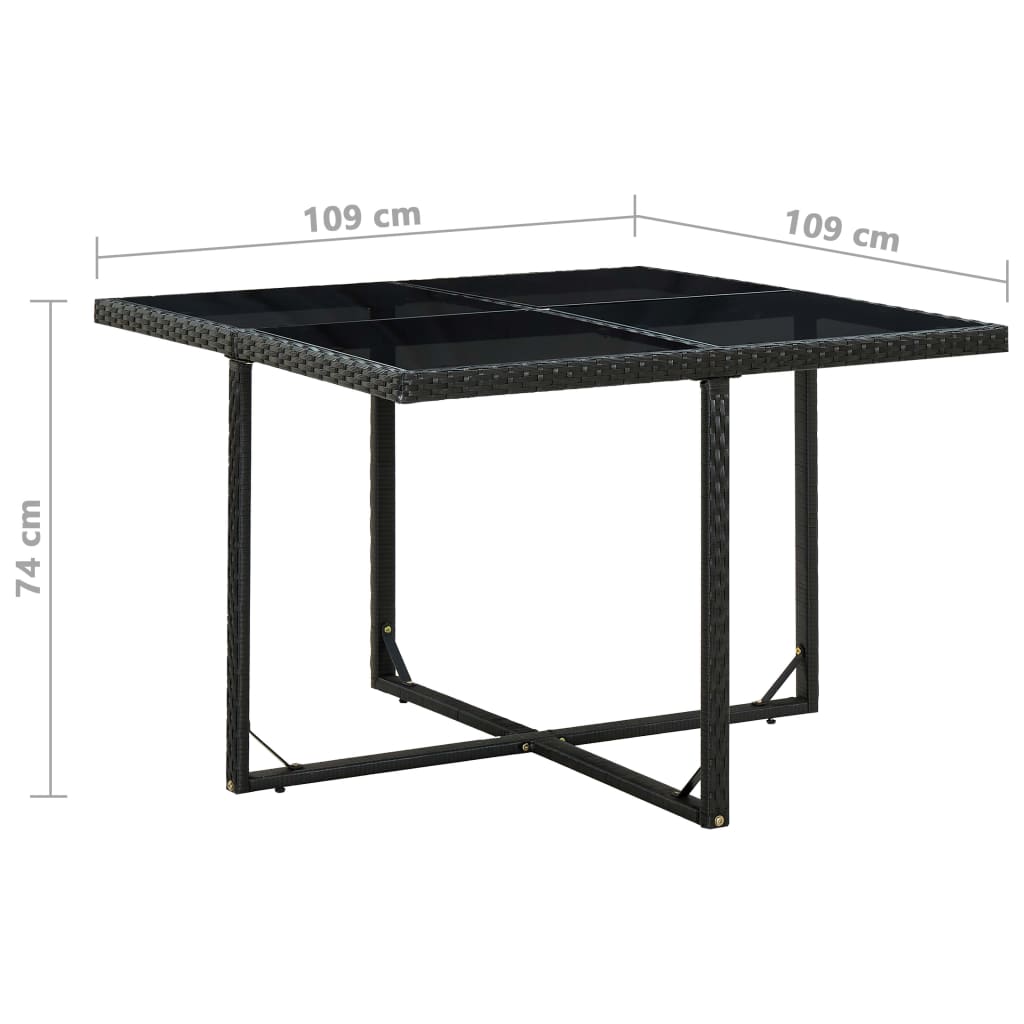Set da Pranzo da Giardino 9 pz con Cuscini in Polyrattan Nero 46376