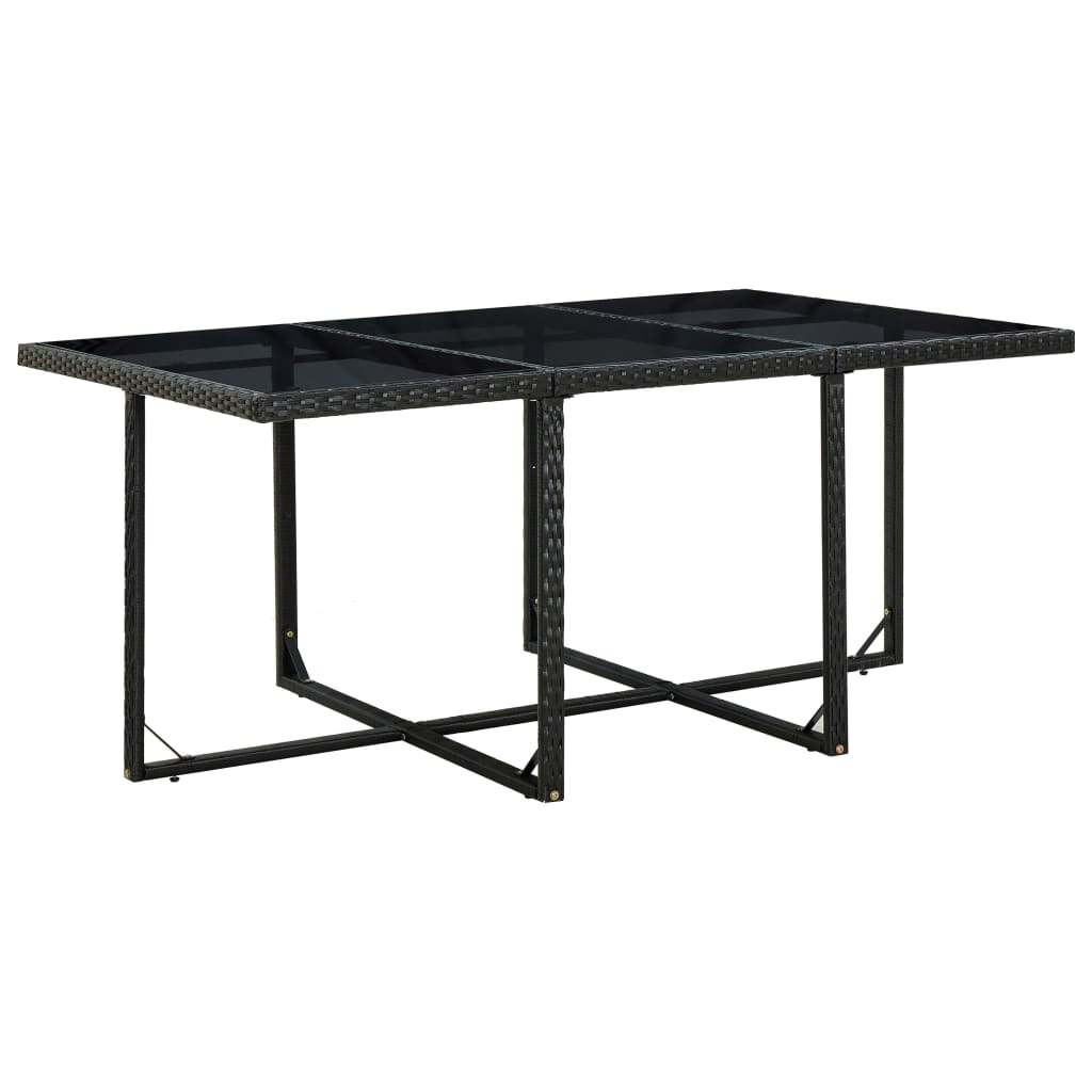 Set da Pranzo da Giardino 11 pz con Cuscini in Polyrattan Nero 46379