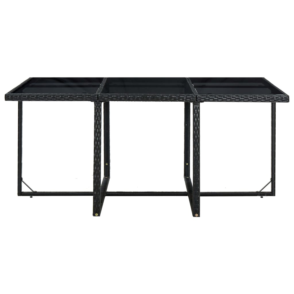 Set da Pranzo da Giardino 11 pz con Cuscini in Polyrattan Nero 46379