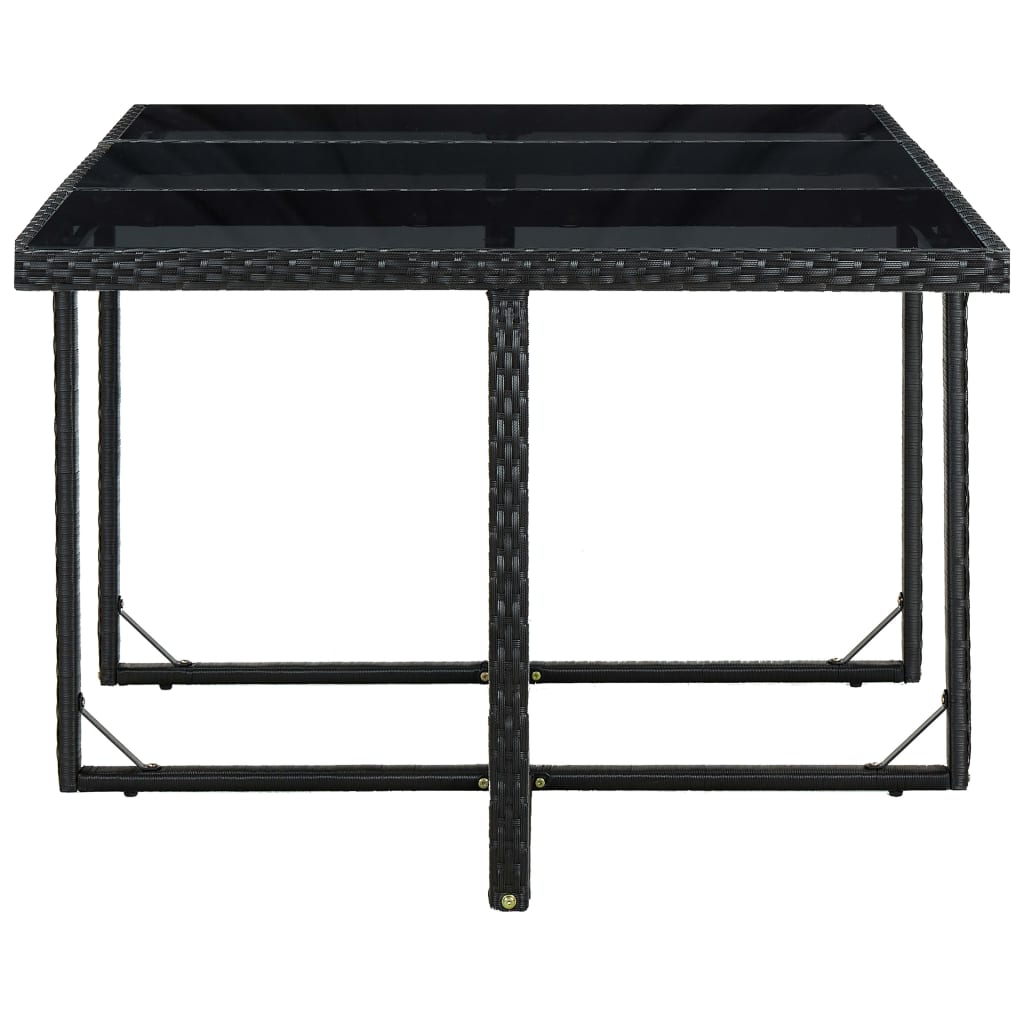 Set da Pranzo da Giardino 11 pz con Cuscini in Polyrattan Nero 46379