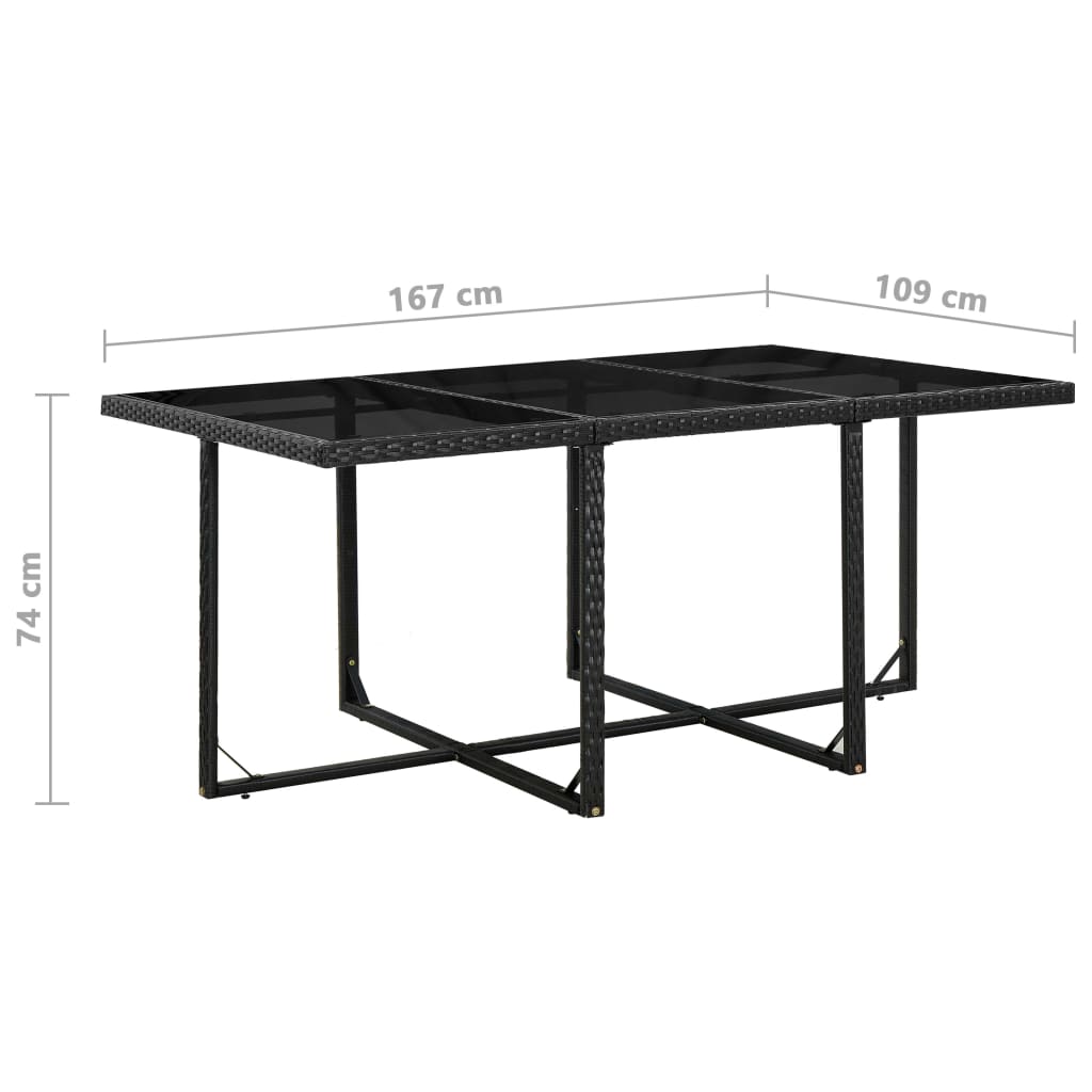 Set da Pranzo da Giardino 11 pz con Cuscini in Polyrattan Nero 46379