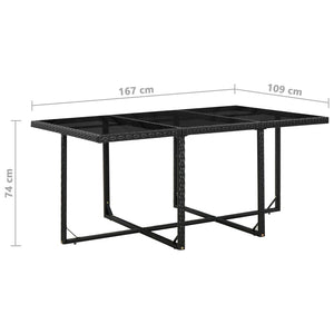 Set da Pranzo da Giardino 11 pz con Cuscini in Polyrattan Nero 46379