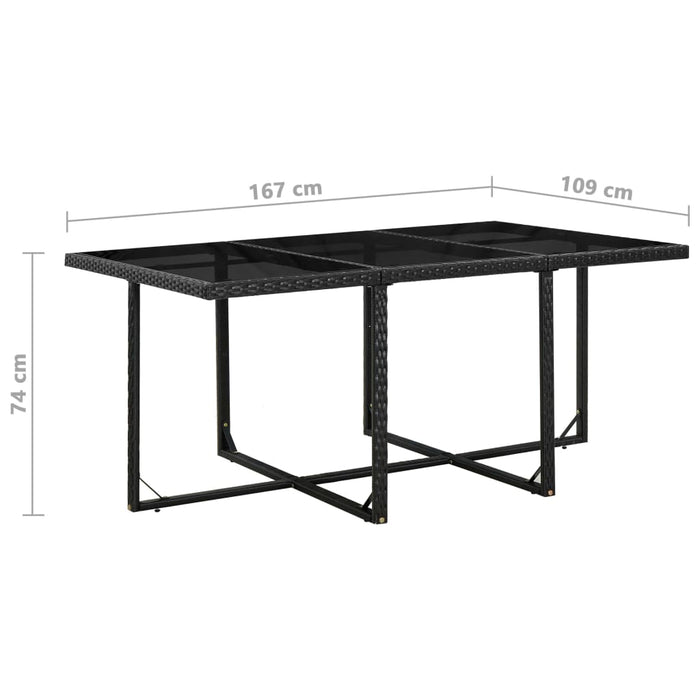 Set da Pranzo da Giardino 11 pz con Cuscini in Polyrattan Nero 46379