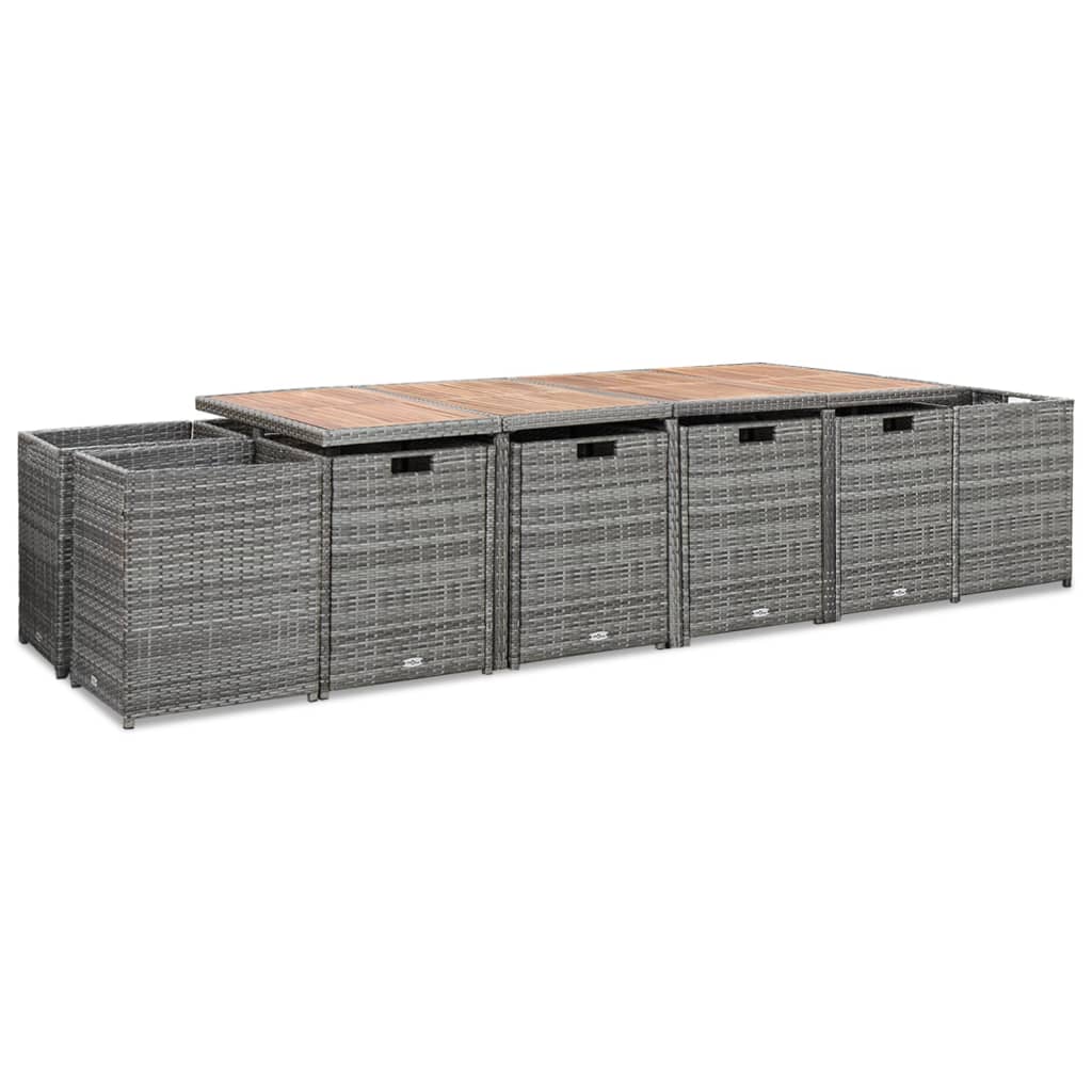 Set da Pranzo per Esterni 13pz con Cuscini Polyrattan Antracite cod mxl 34639