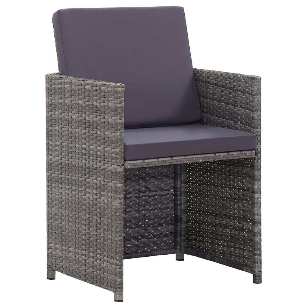 Set da Pranzo per Esterni 13pz con Cuscini Polyrattan Antracite cod mxl 34639