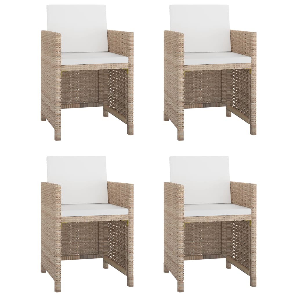 Set da Pranzo da Giardino 5 pz con Cuscini in Polyrattan Beige 46385