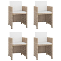 Set da Pranzo da Giardino 5 pz con Cuscini in Polyrattan Beige 46385
