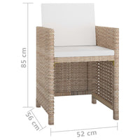 Set da Pranzo da Giardino 5 pz con Cuscini in Polyrattan Beige 46385