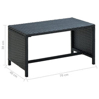 Tavolino da CaffÃ¨ Nero 70x40x38 cm in Polyrattan cod mxl 63957