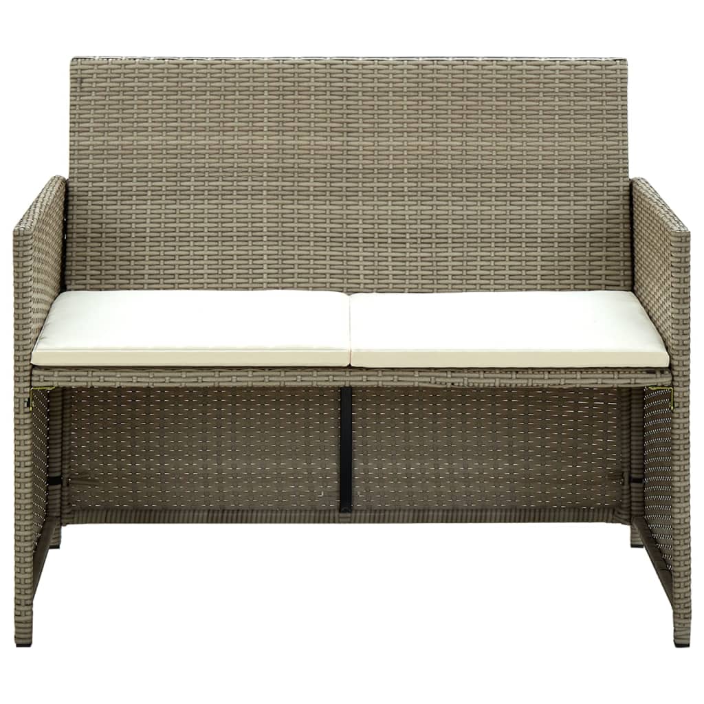 Divano da Giardino a 2 Posti con Cuscini Beige in Polyrattan 46396