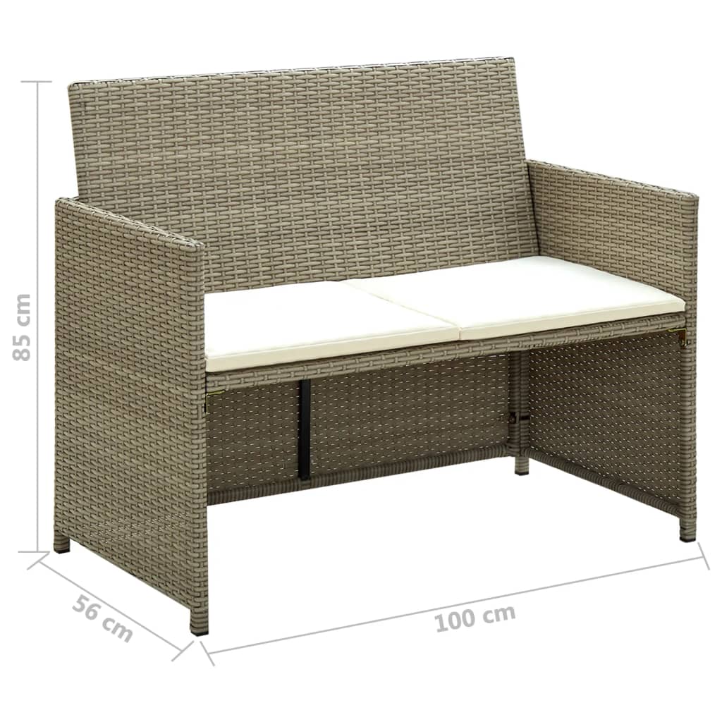Divano da Giardino a 2 Posti con Cuscini Beige in Polyrattan 46396