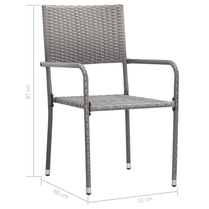 Sedie da Pranzo per Giardino 2 pz in Polyrattan Grigio 46412