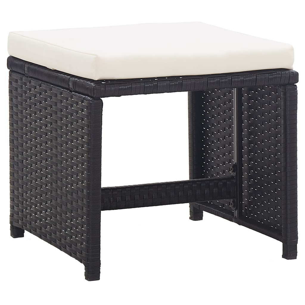 Sgabelli da Giardino 2 pz con Cuscini in Polyrattan Nero 46416