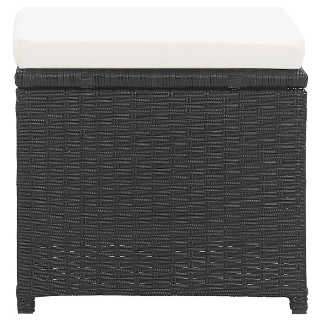 Sgabelli da Giardino 2 pz con Cuscini in Polyrattan Nero cod mxl 13527
