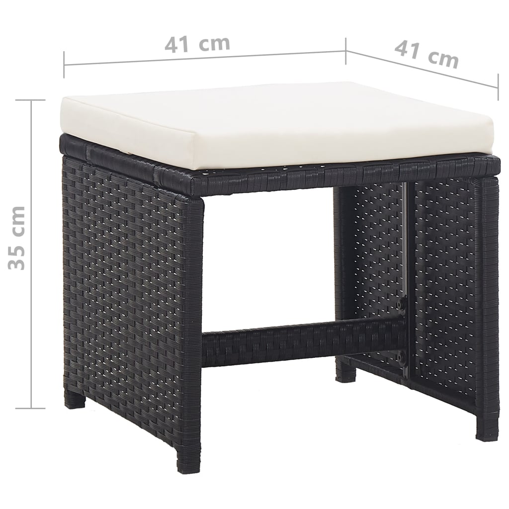 Sgabelli da Giardino 2 pz con Cuscini in Polyrattan Nero cod mxl 13527