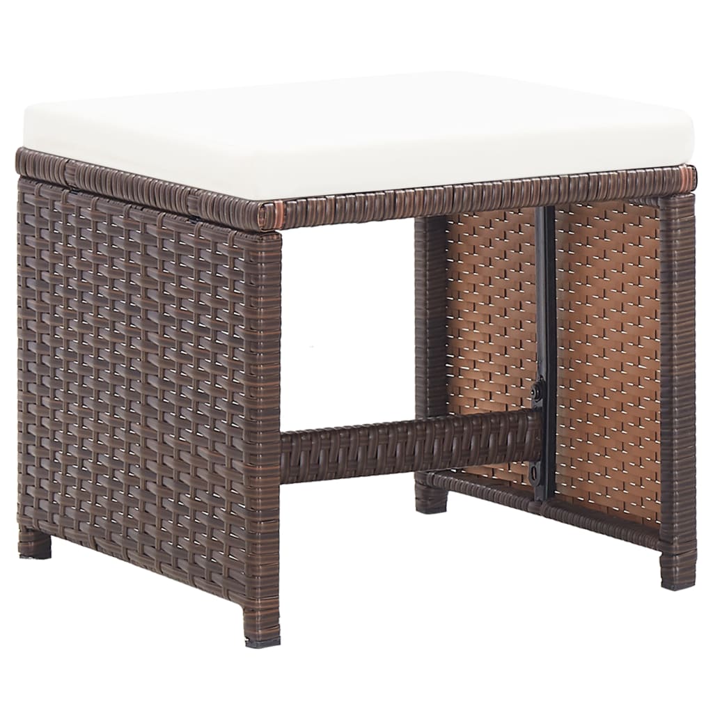 Sgabelli da Giardino 2 pz con Cuscini in Polyrattan Marrone 46417