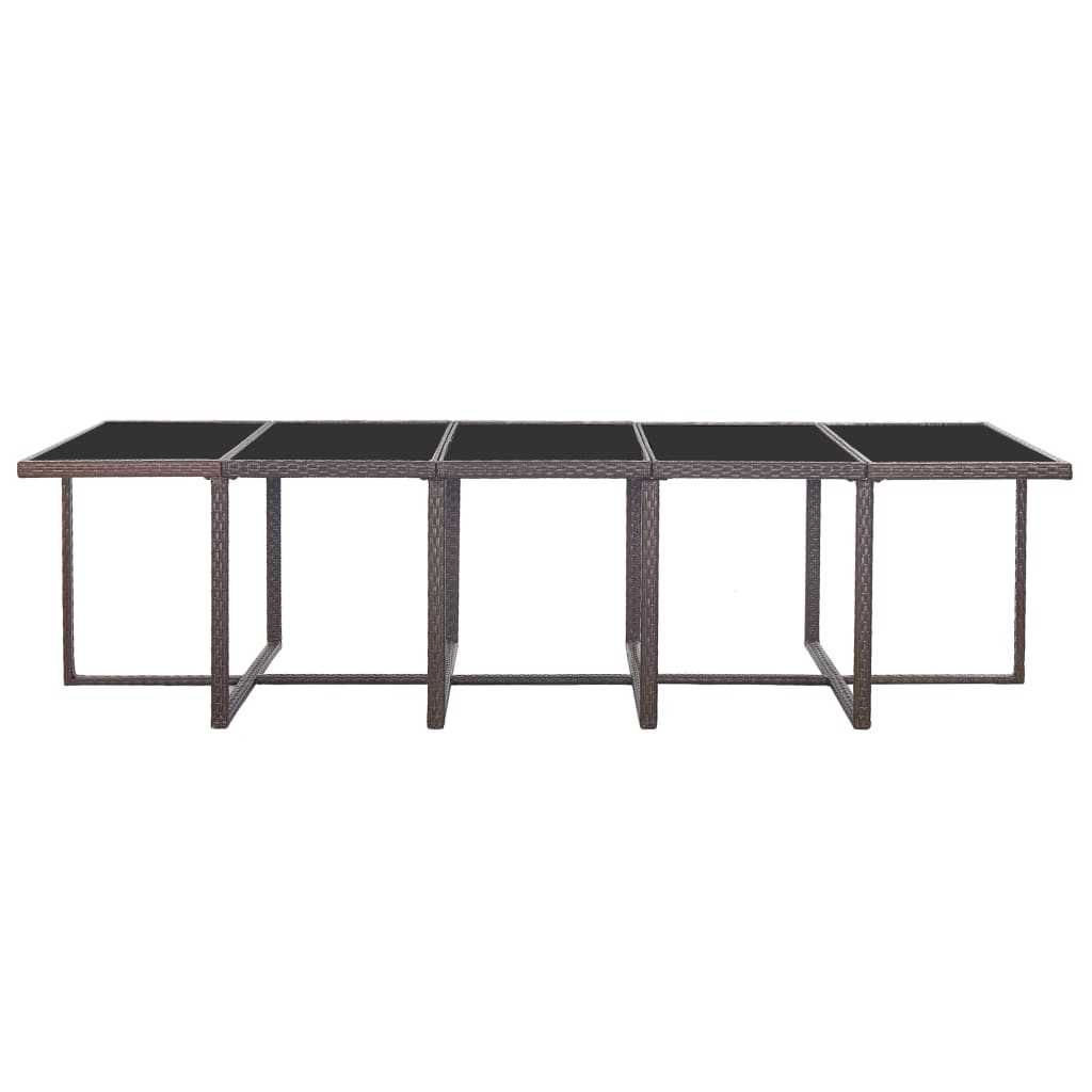 Set da Pranzo da Giardino 15 pz con Cuscini Polyrattan Marrone cod mxl 38882