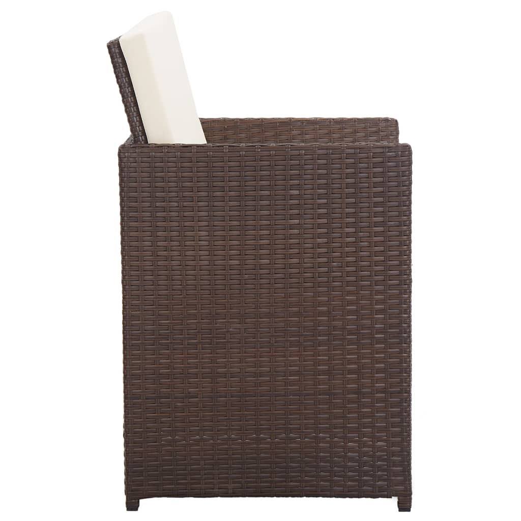 Set da Pranzo da Giardino 15 pz con Cuscini Polyrattan Marrone cod mxl 38882