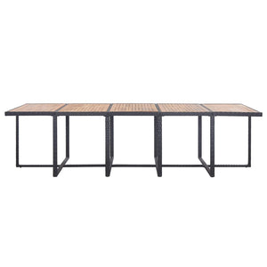 Set da Pranzo da Giardino 15 pz con Cuscini in Polyrattan Nero  cod mxl 35657