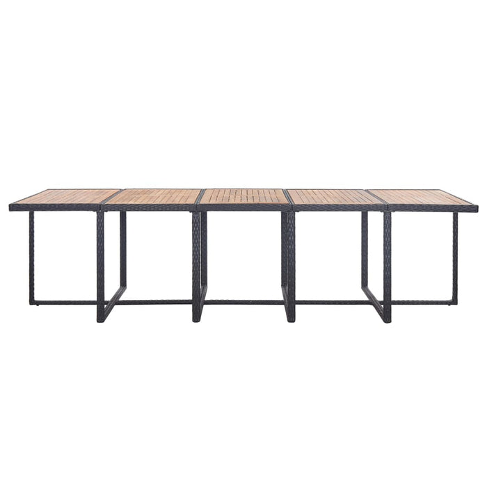 Set da Pranzo da Giardino 15 pz con Cuscini in Polyrattan Nero  cod mxl 35657