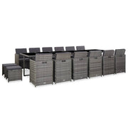 Set da Pranzo per Esterni 17 pz con Cuscini Polyrattan Grigio