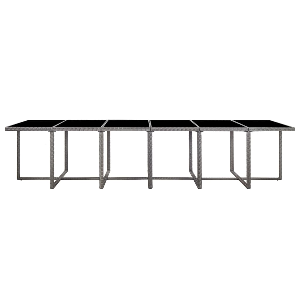 Set da Pranzo per Esterni 17 pz con Cuscini Polyrattan Grigio