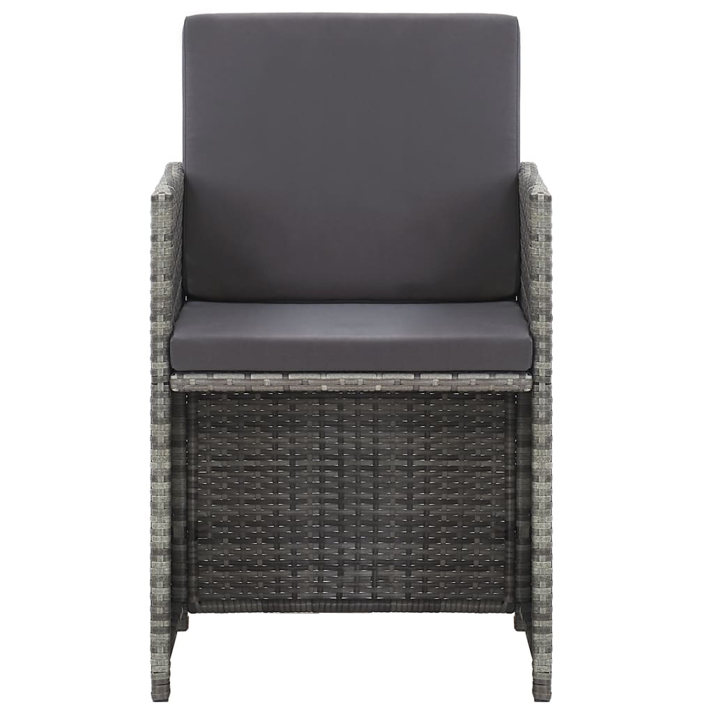 Set da Pranzo per Esterni 17 pz con Cuscini Polyrattan Grigio